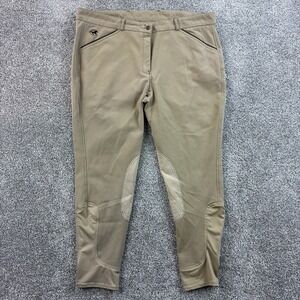 Piper by Smartpak Equestrian Breech Horse Riding Pants Womens 40R Tan Knee Patch